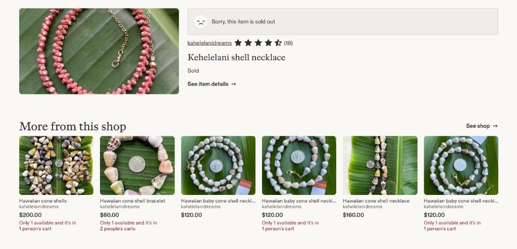 Shell jewelry product photos (placeholder)